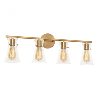 Amanda 4 Light Vanity, Satin Brass, Clear (1|AMDV3310MBSB)