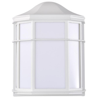 LED Cage Lantern Fixture; White Finish with White Linen Acrylic (81|62/1396)
