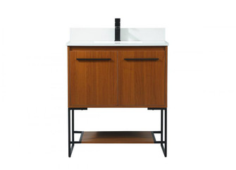 30 inch Single bathroom vanity in teak with backsplash (758|VF42530MTK-BS)