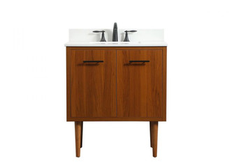 30 inch Single bathroom vanity in teak with backsplash (758|VF48030MTK-BS)