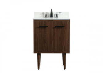 24 Inch Single Bathroom Vanity In Walnut With Backsplash (758|VF48024MWT-BS)