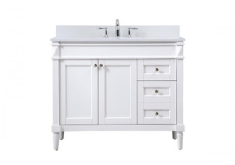 42 inch Single bathroom vanity in white with backsplash (758|VF31842WH-BS)