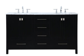 60 inch Double Bathroom Vanity in Black (758|VF18960DBK)