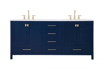 72 inch Double Bathroom Vanity in Blue (758|VF18872DBL)