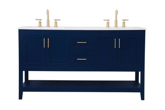 60 Inch Double Bathroom Vanity in Blue (758|VF16060DBL)