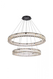 Monroe 36 inch LED double ring chandelier in black (758|3503G36BK)