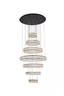 Monroe 34 inch LED seven ring chandelier in black (758|3503G34BK)