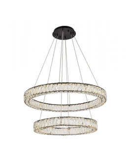 Monroe 32 inch LED double ring chandelier in black (758|3503G32BK)