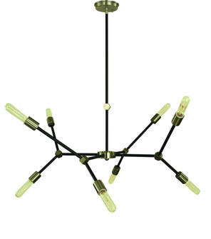8-Light Antique Brass/Matte Black Accents Kinetic Dining Chandelier (84|5632 AB/MBLACK)