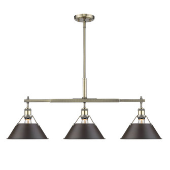 Orwell AB 3 Light Linear Pendant in Aged Brass with Rubbed Bronze shades (36|3306-LP AB-RBZ)