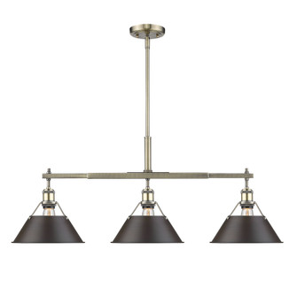 Yep by Golden Lighting Orwell 3-light Island Light in Aged Brass and Rubbed Bronze shade (36|3306-LP AB-RBZ)