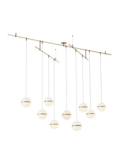 Modern Mini Hanea dimmable LED Chandelier Ceiling Light in a Natural Brass/Gold Colored finish (7355|700HNE9NB-LED930R)