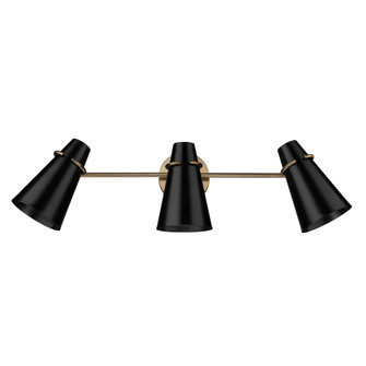 Golden Lighting Reeva 3-light Vanity in Modern Brass and Matte Black shade (36|2122-BA3 MBS-BLK)