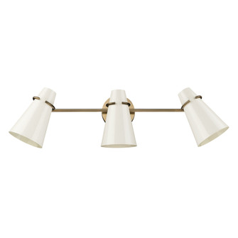 Golden Lighting Reeva 3-light Vanity in Modern Brass and Glossy Ecru shade (36|2122-BA3 MBS-GE)