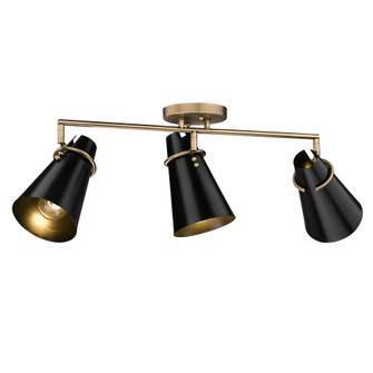Golden Lighting Reeva 3-light Semi-Flush Mount in Modern Brass and Matte Black shade (36|2122-3SF MBS-BLK)
