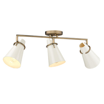 Golden Lighting Reeva 3-light Semi-Flush Mount in Modern Brass and Glossy Ecru shade (36|2122-3SF MBS-GE)