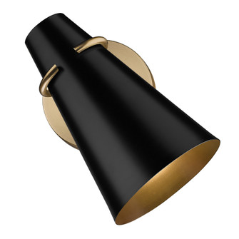 Golden Lighting Reeva 1-light Wall Sconce in Modern Brass and Matte Black shade (36|2122-1W MBS-BLK)