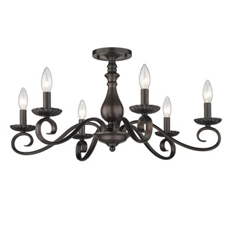 Wry Lighting Larrick 6-light Semi-Flush Mount in Rubbed Bronze (36|3712-6SF RBZ)