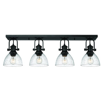 Hines 4 Light Semi-Flush in Matte Black with Seeded Glass Shade (36|3118-4SF BLK-SD)
