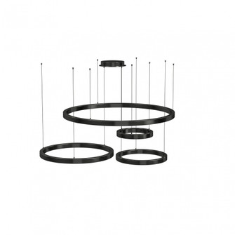 Aria 4-Ring 64''W LED Chandelier in Polished Black (4450|HF4444-BK)