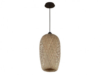 Tulum 9''W Pendant in Black with Bamboo Wicker (4450|HF1002-BW)