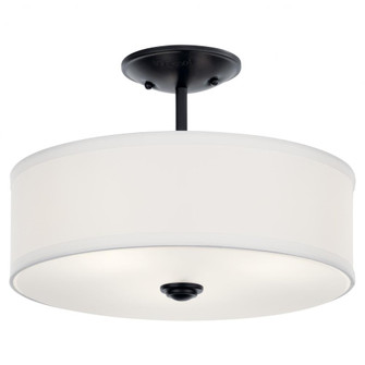 Shailene 14'' 3 LT Round Semi Flush with Satin Etched White Diffuser and White Microfiber Shade (10687|43675BK)