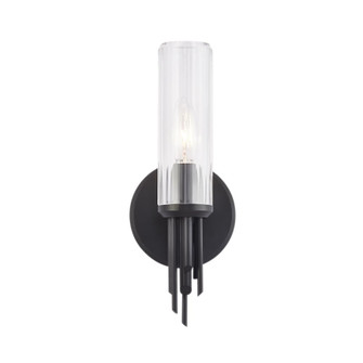 Torres 3-in Clear Ribbed Glass/Matte Black 1 Light Damp-Rated Wall/Vanity Light (7713|WV335103MBCR)
