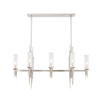 Torres 38-in Polished Nickel/Ribbed Glass 8 Lights Linear Pendant (7713|LP335838PNCR)