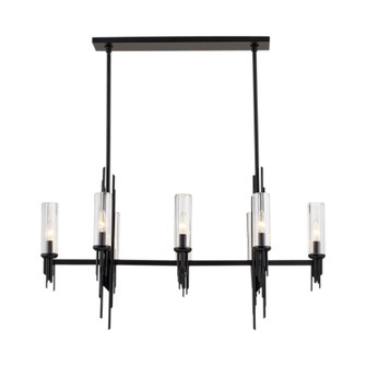 Torres 38-in Clear Ribbed Glass/Matte Black 8 Lights Linear Pendant (7713|LP335838MBCR)