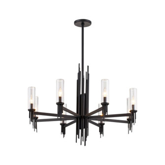 Torres 36-in Clear Ribbed Glass/Matte Black 8 Lights Chandeliers (7713|CH335836MBCR)