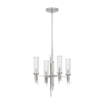 Torres 18-in Polished Nickel/Ribbed Glass 4 Lights Chandelier (7713|CH335418PNCR)