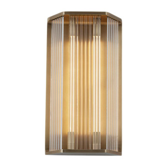 Sabre 16-in Ribbed Glass/Vintage Brass Damp-Rated Dimmable LED Wall/Vanity Light (7713|WV339216VBCR)