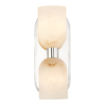 Lucian 11-in Alabaster 2 Lights Damp-Rated Wall/Vanity Light with Polished Nickel Finish (7713|WV338902PNAR)