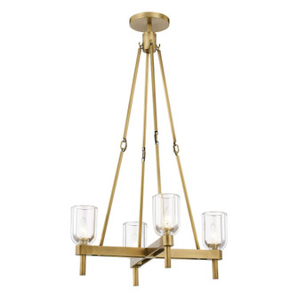 Lucian 22-in Clear Crystal/Vintage Brass 4 Lights Socket Pendant (7713|PD338422VBCC)