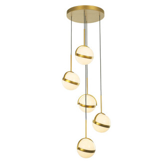 Globo 5 Head Brushed Gold Dimmable LED Multi Pendant (7713|MP301005BG)