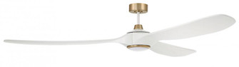 Envy 84'' 3-Blade Ceiling Fan in White/Satin Brass w/ White Blades; Light Kit Included (optional) (20|EVY84WSB3)