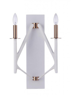 The Reserve 2 Light Wall Sconce in Matte White/Satin Brass (20|55562-MWWSB)