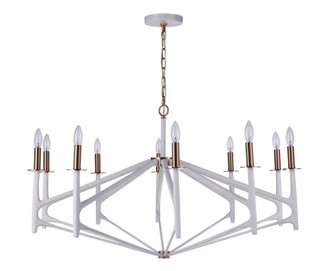 The Reserve 10 Light Chandelier in Matte White/Satin Brass (20|55510-MWWSB)