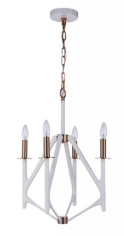 The Reserve 4 Light Chandelier in Matte White/Satin Brass (20|55534-MWWSB)