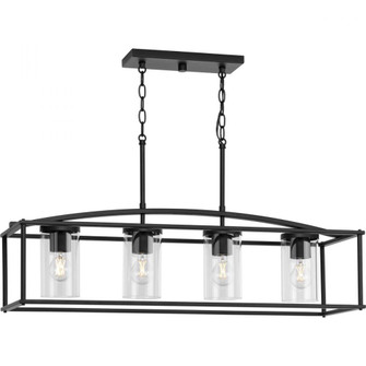Swansea Collection Four-Light Three 6'' Matte Black Transitional Outdoor Chandelier with Clear Gl (149|P550129-31M)