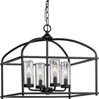 Swansea Collection Four-Light 18'' Matte Black Transitional Outdoor Chandelier with Clear Glass S (149|P550128-31M)
