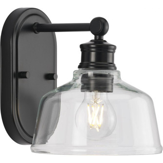 Singleton Collection One-Light 7.62'' Matte Black Farmhouse Vanity Light with Clear Glass Shade (149|P300395-31M)