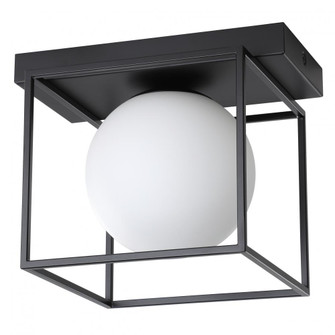 1 LT Open Frame Ceiling Light or Wall Light With Matte Black Finish and White Sphere Shaped Glass (164|205618A)
