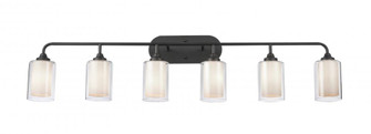 Fairbank - 6 Light - 48 inch - Matte Black - Bath Vanity Light (3442|342-6W-BK-CLW-LED)