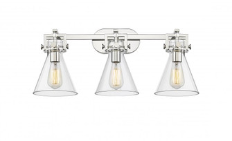 Newton Cone - 3 Light - 27 inch - Polished Nickel - Bath Vanity Light (3442|411-3W-PN-7CL)