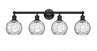 Athens Water Glass - 4 Light - 33 inch - Matte Black - Bath Vanity Light (3442|616-4W-BK-G1215-6)