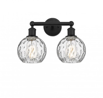 Athens Water Glass - 2 Light - 15 inch - Matte Black - Bath Vanity Light (3442|616-2W-BK-G1215-6)