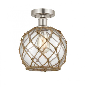 Farmhouse Rope - 1 Light - 8 inch - Brushed Satin Nickel - Semi-Flush Mount (3442|616-1F-SN-G122-8RB)