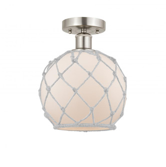 Farmhouse Rope - 1 Light - 8 inch - Brushed Satin Nickel - Semi-Flush Mount (3442|616-1F-SN-G121-8RW)