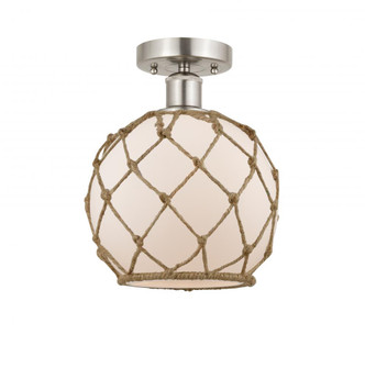 Farmhouse Rope - 1 Light - 8 inch - Brushed Satin Nickel - Semi-Flush Mount (3442|616-1F-SN-G121-8RB)